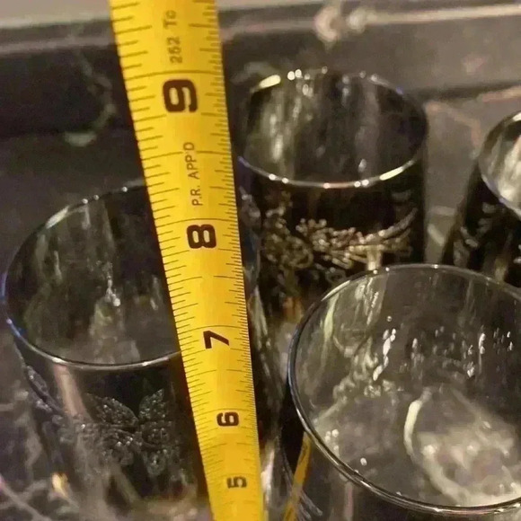 6 Vintage Silver Fade Wine Glasses Ombre WineGlasses, Leaf design made in France - Picture 12 of 14